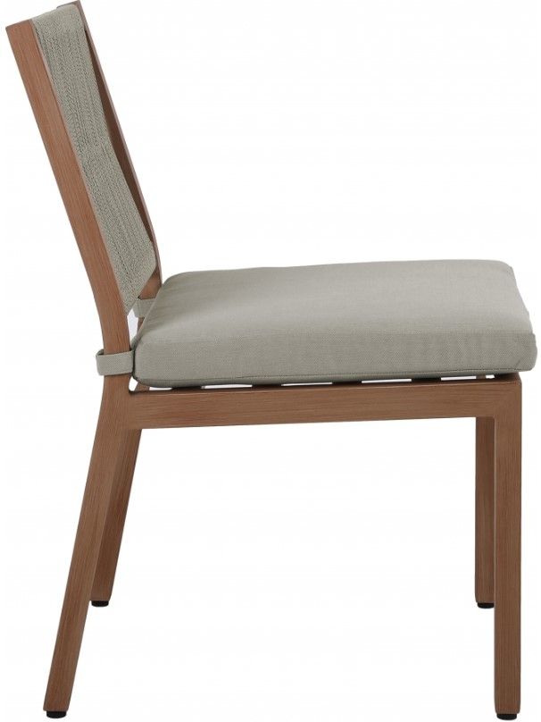 Meridian Furniture Maui Gray/Brown Aluminum Outdoor Dining Side Chair-3