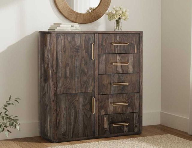 International Furniture Direct Balam Black Gentleman's Chest-1
