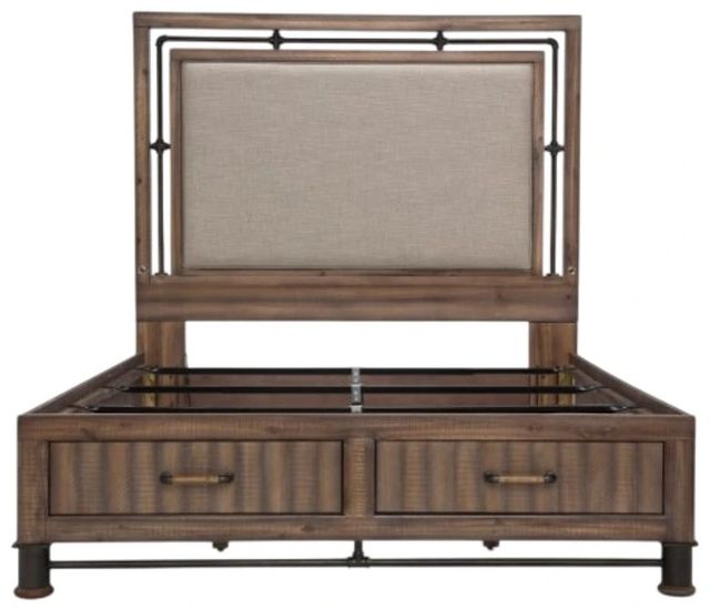Michael Amini® Crossings Beige/Reclaimed Barn Eastern King Upholstered Panel Bed-2