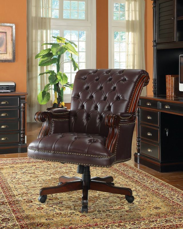 Coaster® Calloway Dark Brown Tufted Adjustable Height Office Chair-1