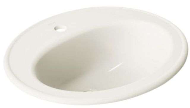 Kohler Pennington® Biscuit 20.25" Single Faucet Hole Oval Drop-In Bathroom Sink-0