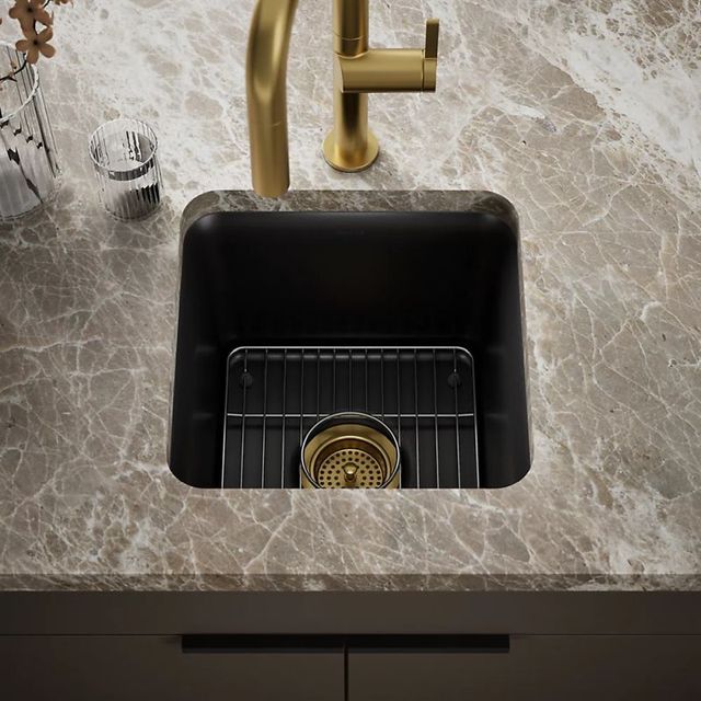 KOHLER® Cairn® Matte Black 16" Undermount Bar Sink-1