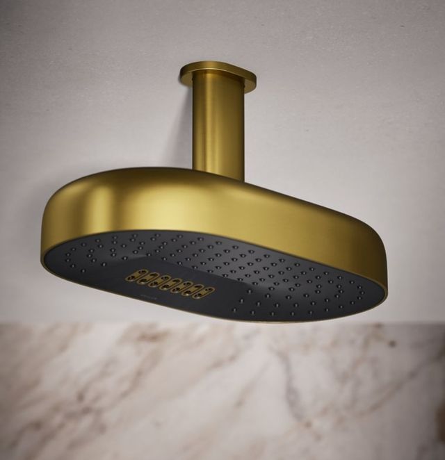 KOHLER® Statement® Vibrant Brushed Moderne Brass 1.75 GPM Oblong 14" 2-Function Rainhead-1