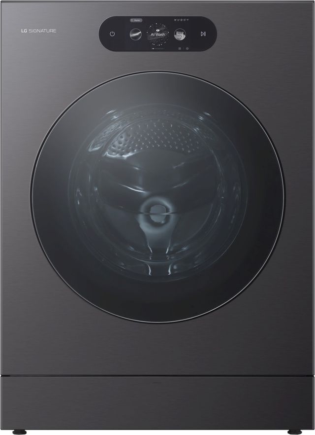 LG SIGNATURE Brushed Black Steel Front Load Washer & Gas Dryer Laundry Pair-1
