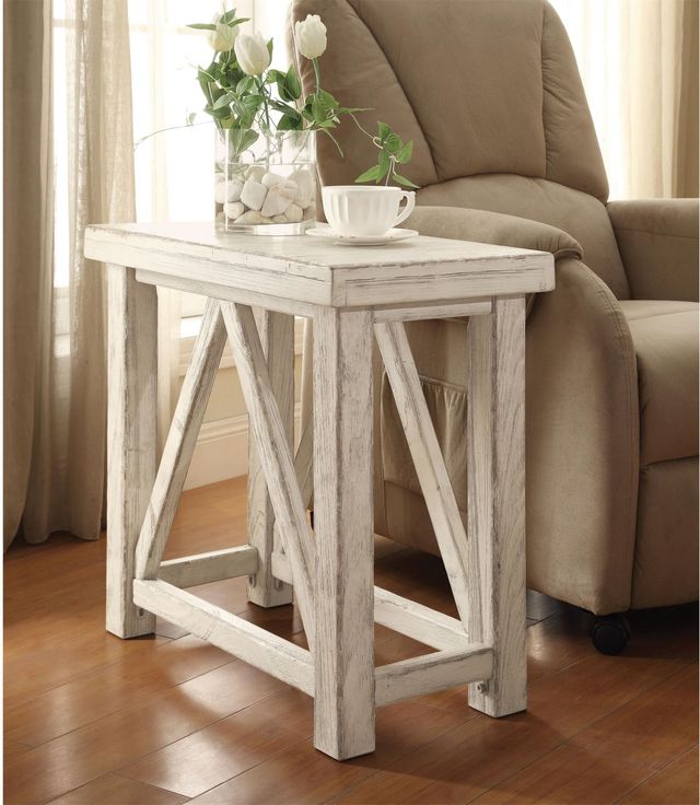 Riverside Furniture Aberdeen Weathered Worn White Chairside Table-1