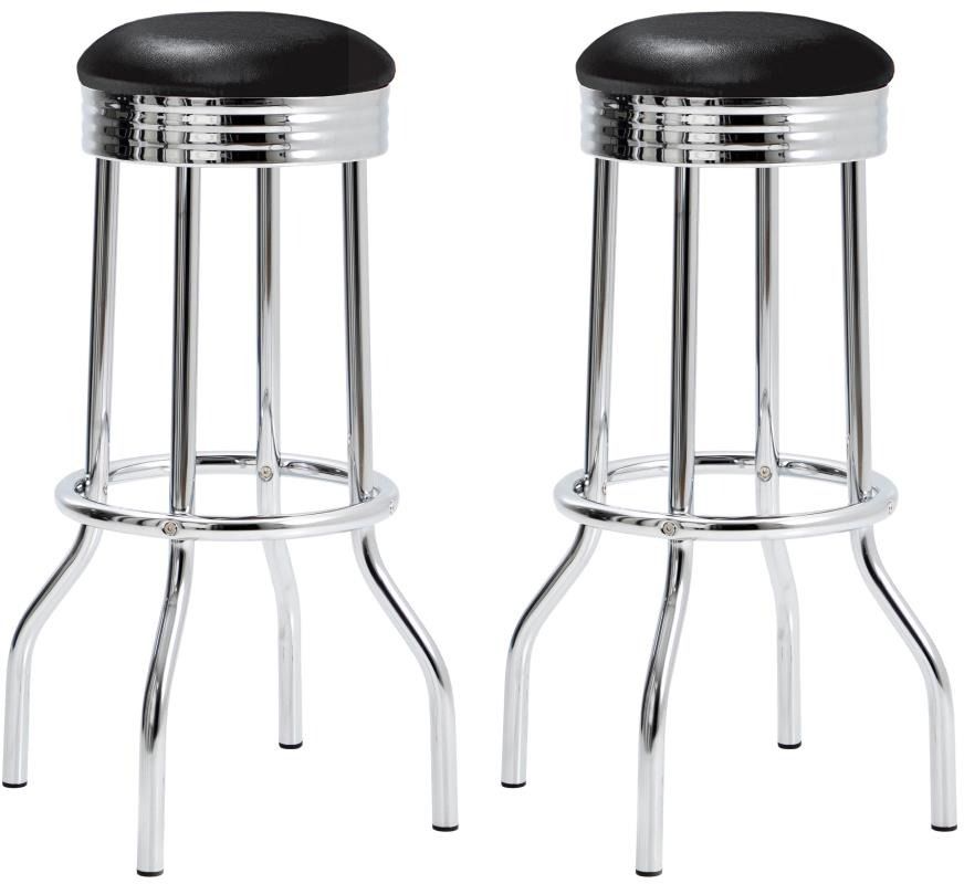 Coaster Theodore 2 Piece Black Chrome Soda Fountain Bar Stools Furniture Loft Osage City Kansas