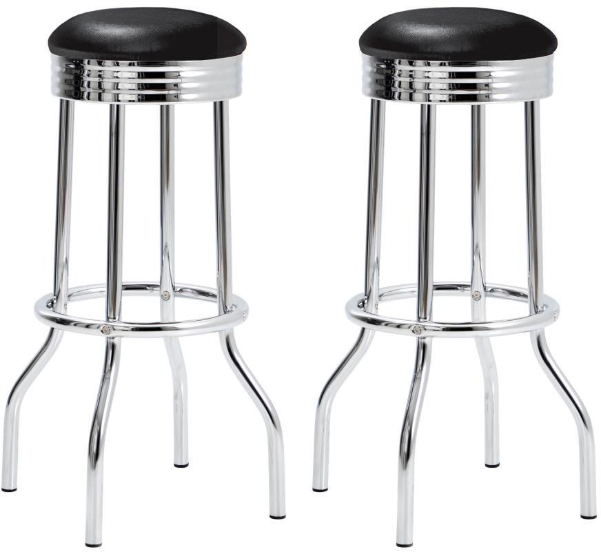 Coaster® Theodore 2-Piece Black/Chrome Soda Fountain Bar Stools