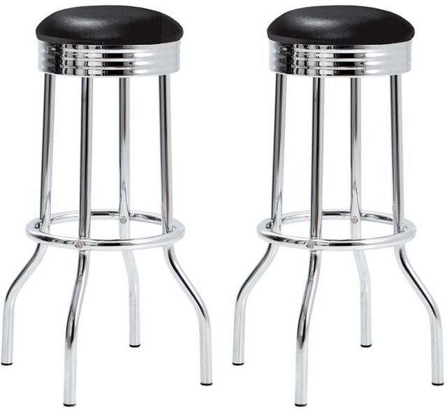 Coaster® Theodore 2-Piece Black/Chrome Soda Fountain Bar Stools