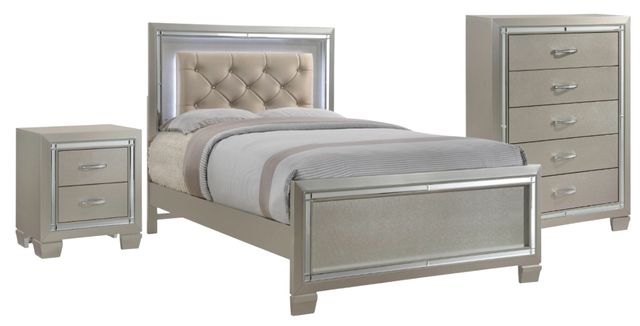 Elements International Platinum 3-Piece Champagne Full Youth Bedroom Set-0