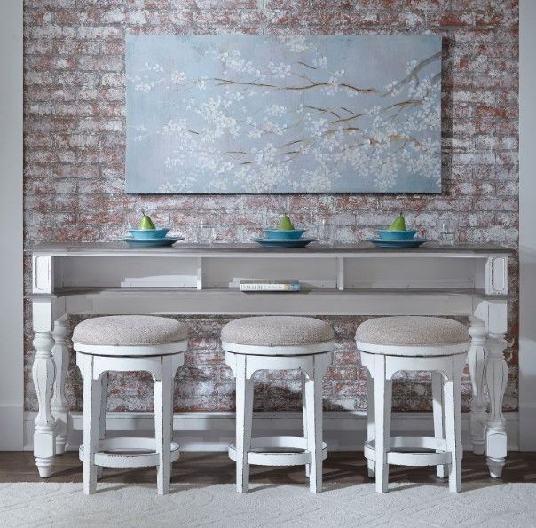 Liberty Furniture Magnolia Manor Antique White/Gray Console Swivel Stool-1