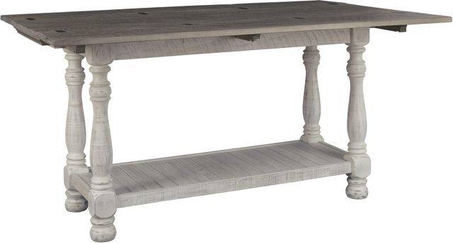 Signature Design by Ashley® Havalance Gray Flip Top Sofa Table with Vintage White Base