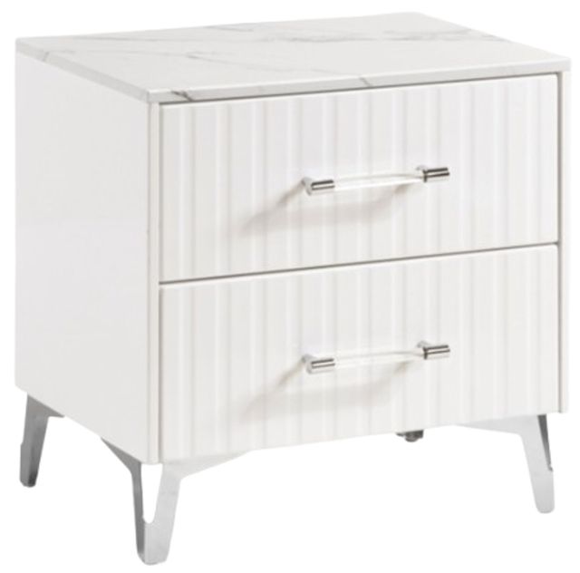 Homelegance® Ripple High Gloss White Nightstand-0
