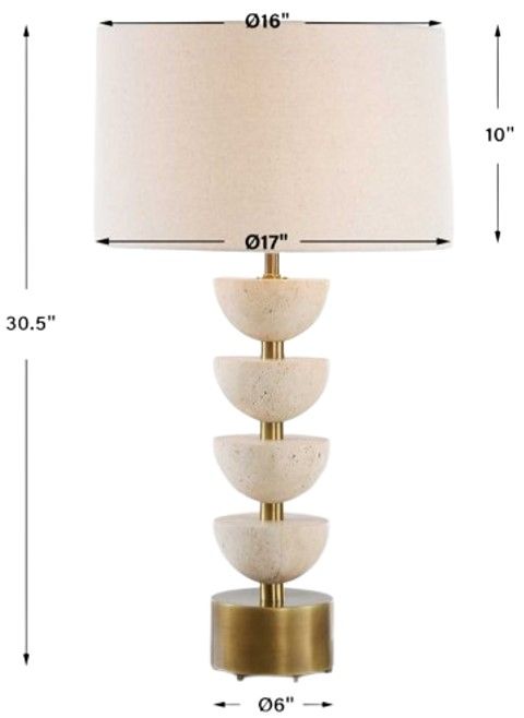 Uttermost® Hemisphere Brass/Travertine Table Lamp-2