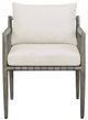 Uttermost® Borneo Dark Gray/Oyster White Wooden Outdoor Dining Arm Chair with Cushions-3