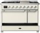 Ilve® Majestic III 48" Antique White Pro Style Dual Fuel Natural Gas Range with Solid Door and Chrome Trim-2