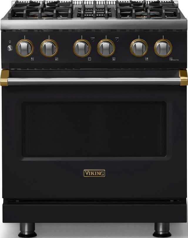 Viking® 5 Series 30" Onyx Pro Style Dual Fuel (NG) Range with Brushed Brass Trim-0