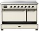 Ilve® Majestic III 48" Antique White Pro Style Induction Range with Solid Door and Burnished Trim-2