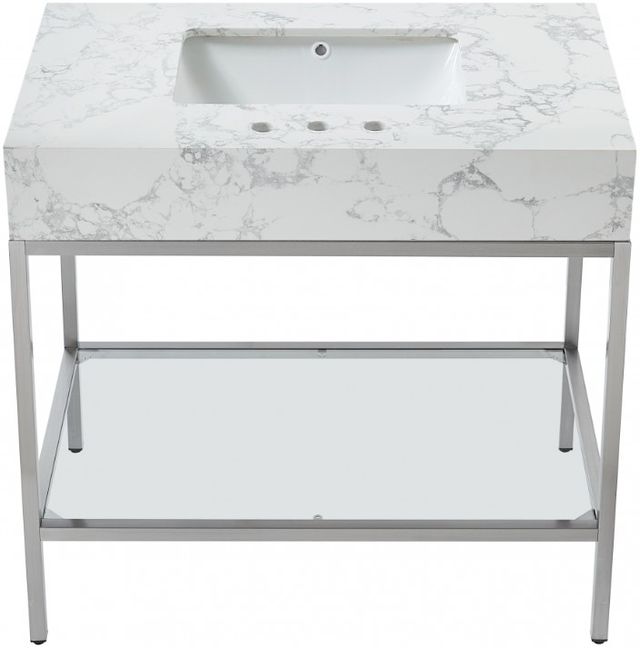 Meridian Furniture Marmo White/Brushed Chrome 36" Bathroom Vanity-1
