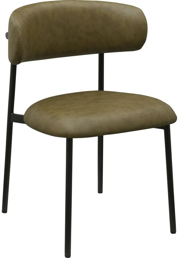 Meridian Furniture Lupita Olive/Matte Black Vegan Leather Dining Chair-0
