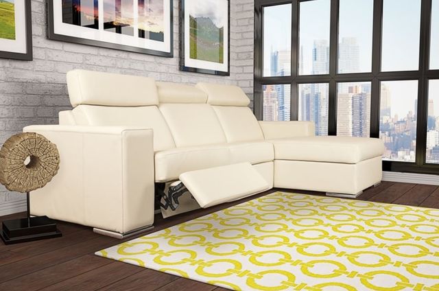 Fornirama 4710 3-Piece Off-White Reclining Sectional with Adjustable Headrest Set-1