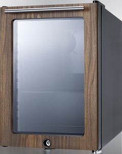 Summit® 0.9 Cu. Ft. Glass with Walnut Panel Trim Compact Beverage Center