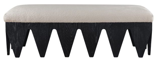Meridian Furniture Altair Black/Beige Velour Fur Fabric Upholstered Bench-2