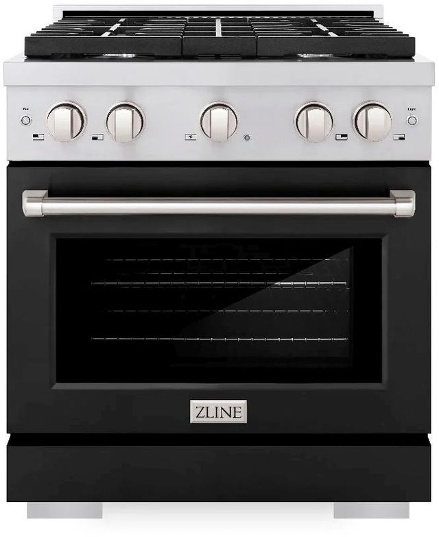 ZLINE Paramount 30" Stainless Steel Pro Style Dual Fuel Range with Black Matte Door-0