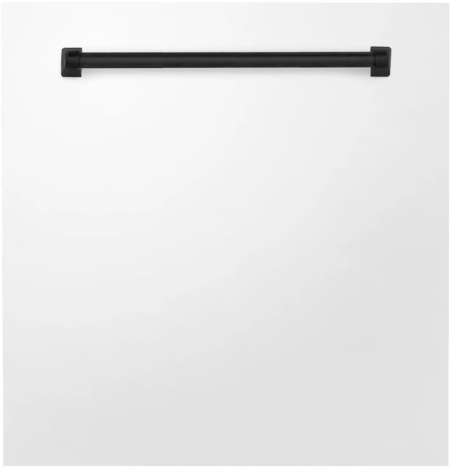 Zline Autograph Edition 24" White Matte Dishwasher Panel with Matte Black Handle-0