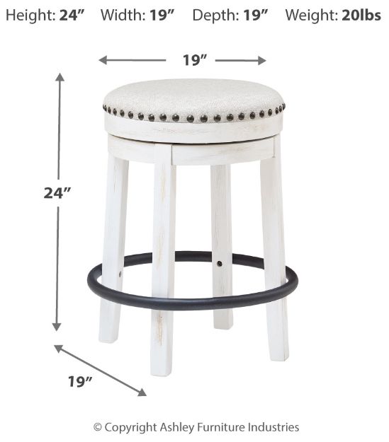 Signature Design by Ashley® Valebeck White Upholstered Swivel Bar Stool-4