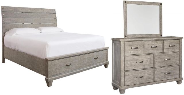 Benchcraft® Naydell 3-Piece Rustic Gray Queen Storage Panel Bed Set-0