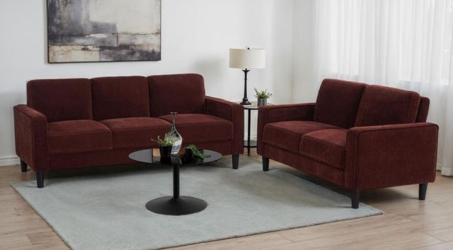 Coaster® Ruth 2-Piece Rust Red Upholstered Sofa Set-1