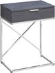 Monarch Specialties Inc. Grey 24"H Drawer Accent Table with Chrome Metal Base-0
