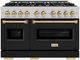 ZLINE Autograph Edition 48" Satin Stainless Steel Pro Style Double Oven Dual Fuel Range with Black Matte Doors and Champagne Bronze Accents-0