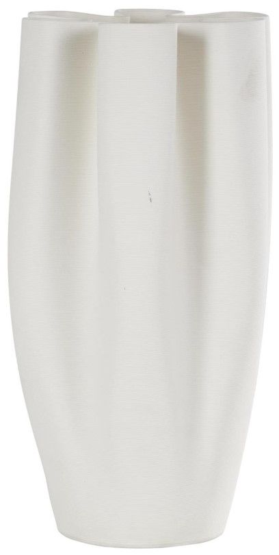 Deco Marche White Abstract Ribbed Dimensional Folded Vase-1