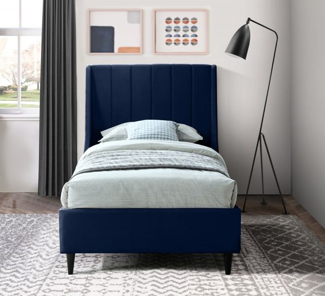 Meridian Furniture Eva Navy Velvet Twin Bed-2