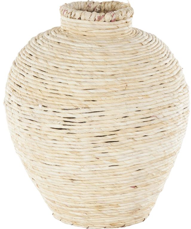 Deco Marche Cream Seagrass Handmade Wrapped Pot Decorative Vase-0