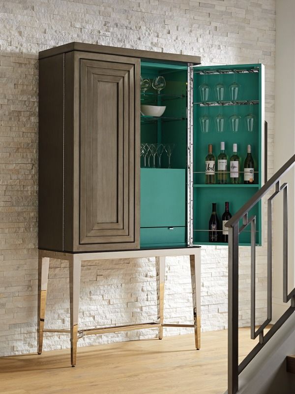 Lexington Home Ariana Cheval Brown/Platinum Bar Cabinet-2