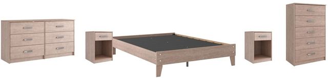 Signature Design by Ashley® Flannia 5-Piece Gray Queen Platform Bed Set-0