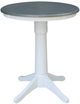 John Thomas Furniture® Dining Essentials Heather Gray/White 30" Round Dining Table with White Transitional Pedestal Base with Extensions-0