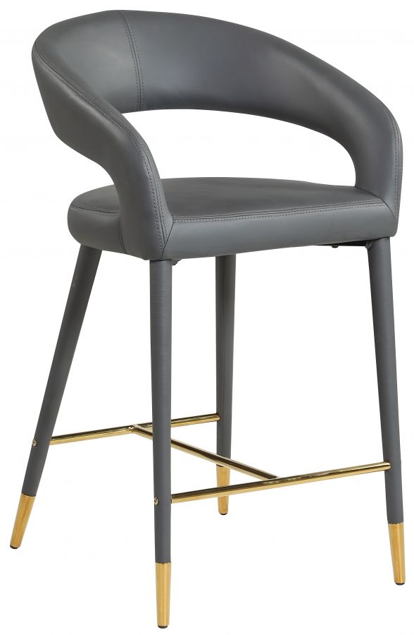 Meridian Furniture Destiny Grey Faux Leather Stool-0