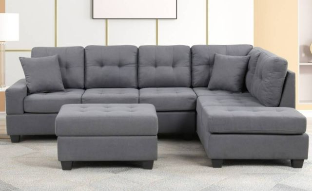 Milton Greens Stars 3-Piece Dark Gray Reversible Sectional with Ottoman-1