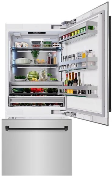 ZLINE Autograph Edition 36" 19.8 Cu. Ft. Stainless Steel Built In Bottom Freezer Refrigerator with Matte Black Accents-2