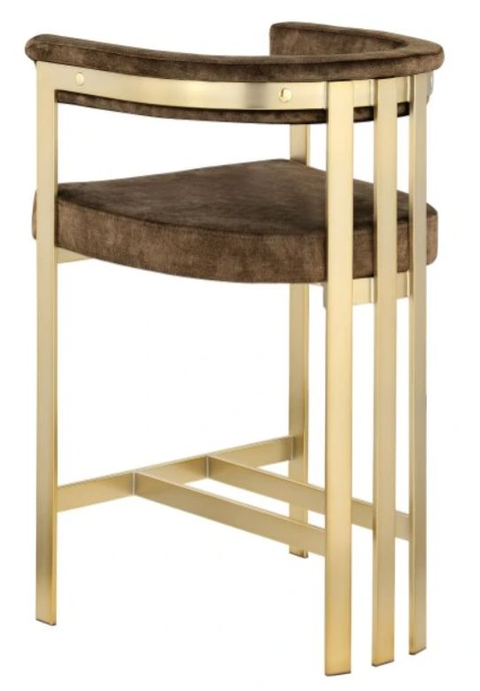 Meridian Furniture Marcello Brown/Brushed Brass Counter Stool-3