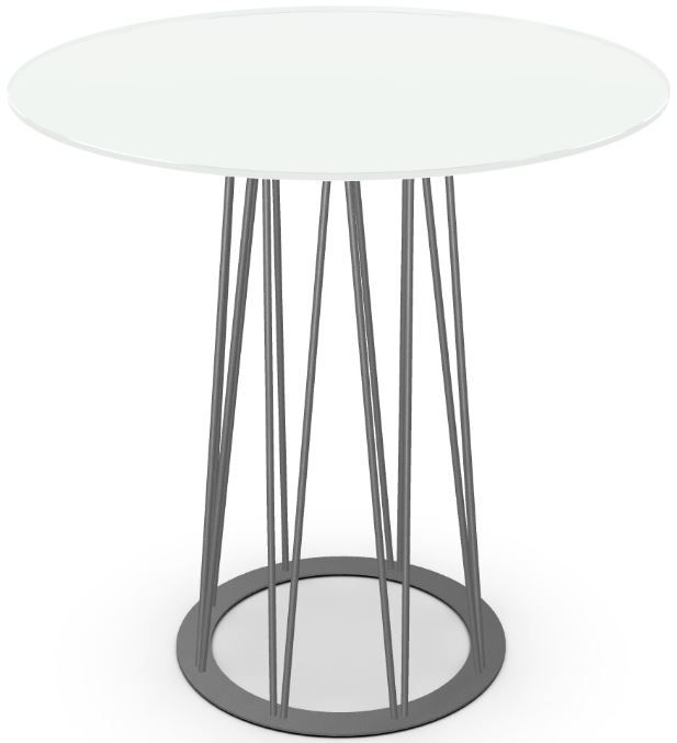 Amisco Customizable Calypso 42" White Glass Round Bar Table-3