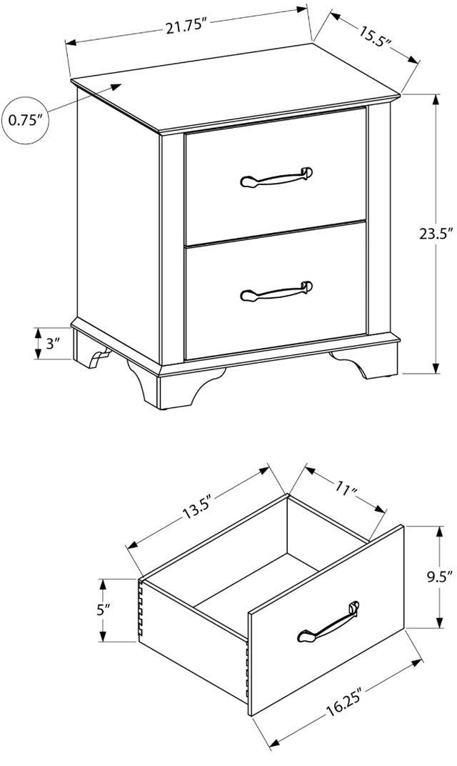 Monarch Specialties Inc. Medium Oak Nightstand-2
