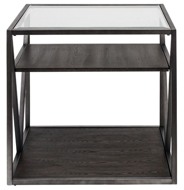 Liberty Furniture Arista Glass Top End Table with Cobblestone Brown/Gray Base-2