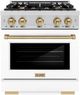 ZLINE Select Autograph Edition 30" Stainless Steel Pro Style Dual Fuel Range with White Matte Door and Champagne Bronze Accents-0