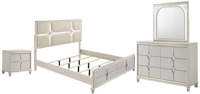 Coaster® Olivia 4-Piece Pearl White Eastern King Bedroom Set-0