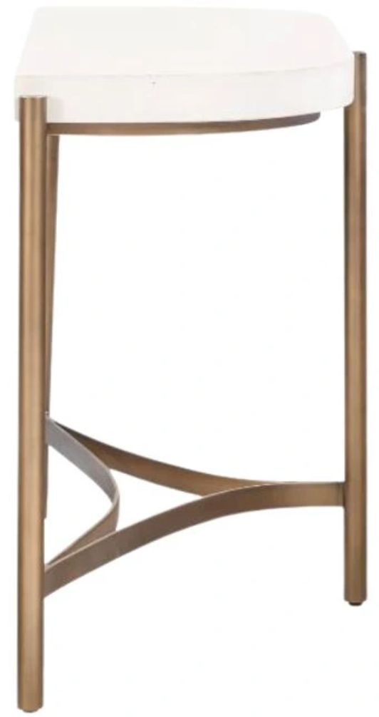 Modus Furniture Lyon White Semi-Circular Console Table with Brushed Bronze Base-2