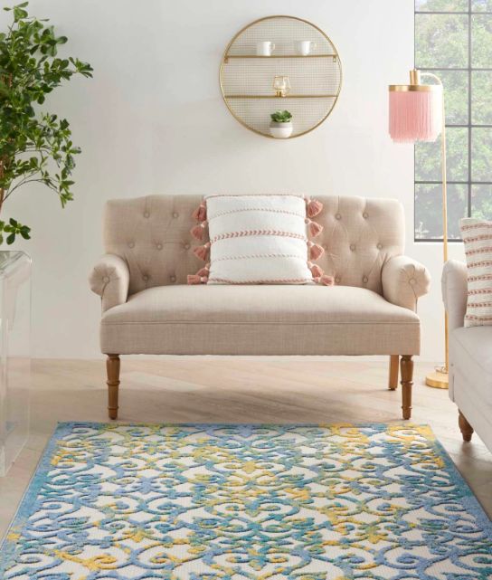 Nourison Home™ Aloha Ivory Blue 5'x8' Style 1 Area Rug-1